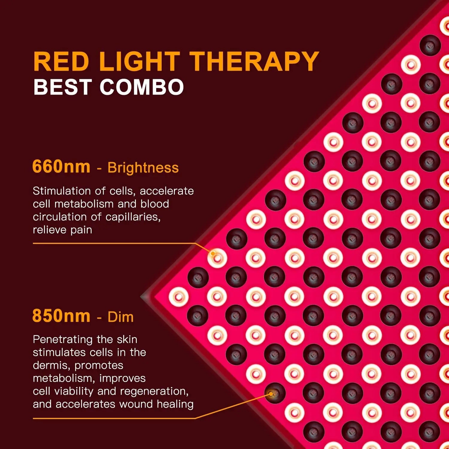 Panel - 45W Red LED Light Panel, Deep Red 660nm and Near Infrared 850nm LED Light Combo