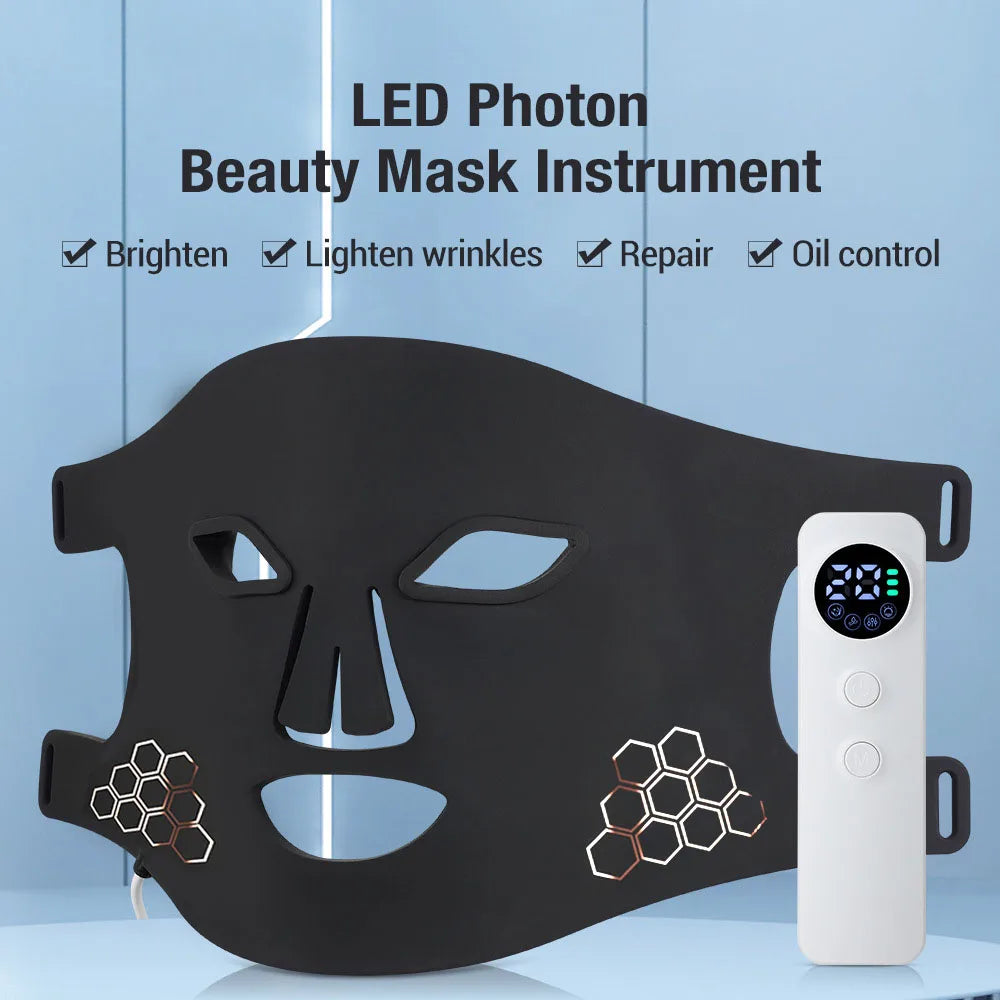 Facial Mask - Red Light Mask 460nm 660nm 850nm LED Beauty Devices Face Instrument Rejuvenation Skin Anti Aging Wrinkle Skin Repair